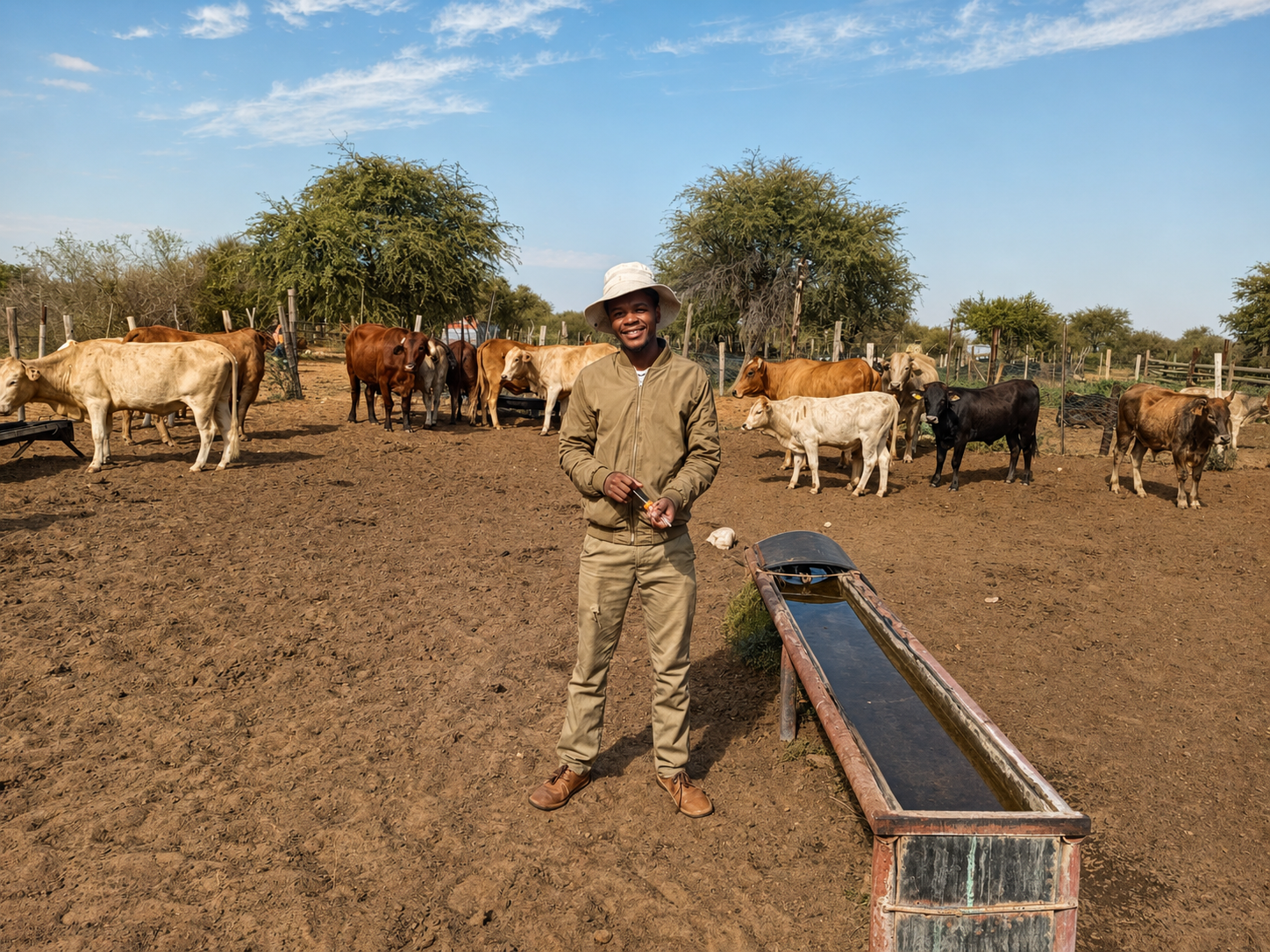 Kgomane Boerdery farmer with cattle in Kuruman